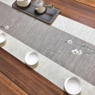禅意茶布茶桌布茶旗绘画茶台茶垫定 防水草编茶席侘寂风桌旗中式