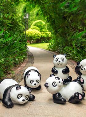 花园摆件庭院装饰仿真大熊猫户外雕塑玻璃钢园林景观摆件新疆包邮
