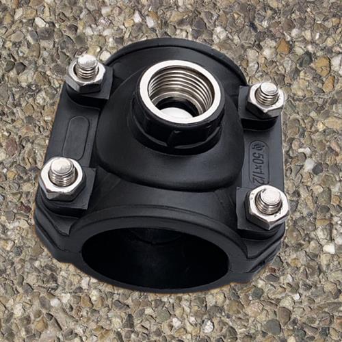 PE配件90 75增接口PPR管分水器鞍座金属不绣钢内丝三通哈夫节抢修