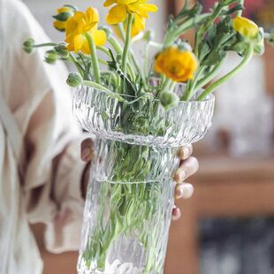 巴德尔新年新款北欧摆件小众玻璃花瓶水培品牌芬兰极冻纹冰川简约