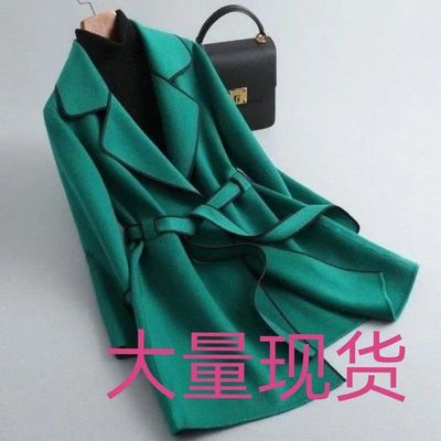 韩版下单女前羊绒呢大衣高端请