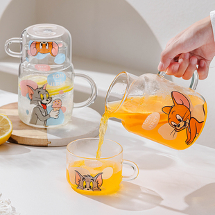 【官方授权】猫和老鼠花茶杯玻璃杯水壶耐高温大容量花茶带盖杯子