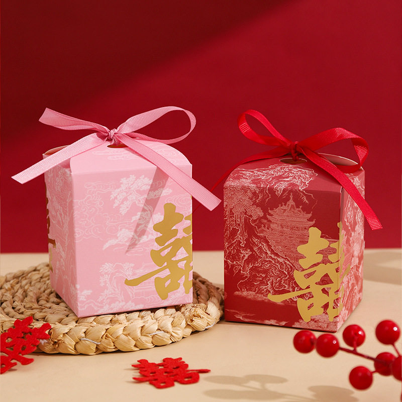 结婚喜糖盒专用伴手礼盒小众高级感中式喜糖盒创意婚礼喜糖袋空盒