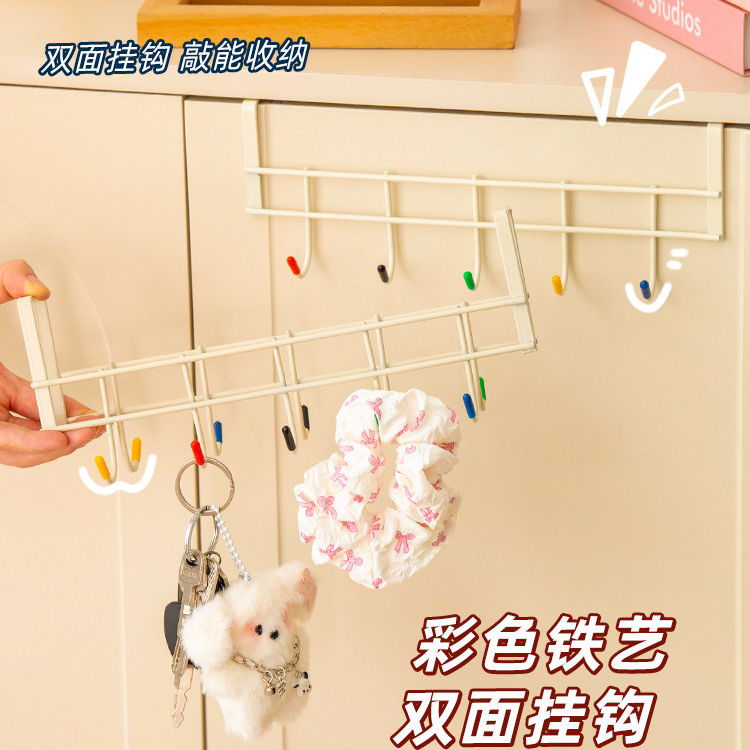 彩色双面挂钩宿舍门后免打孔衣服挂衣架浴室卫生间墙上毛巾置物架