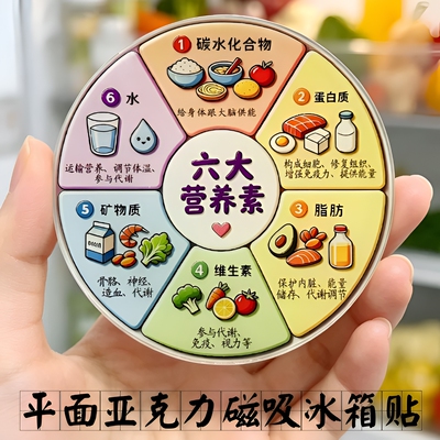 六大营养素冰箱贴加厚平面亚克力磁吸款儿童饮食科普居家实用物品