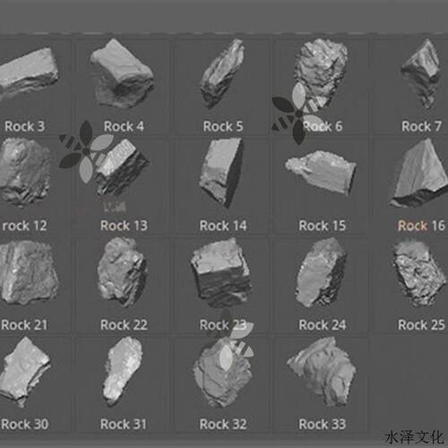 石头山岩石礁石巨石块石子RHINO犀牛模型3DMAX C4D MAYAZB笔刷IMM