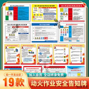 T286#动火作业安全风险点告知牌展板海报安全生产警示牌图片素材