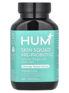 HUM Nutrition,Skin Squad Pre + Probiotic, 60 Vegan Capsules