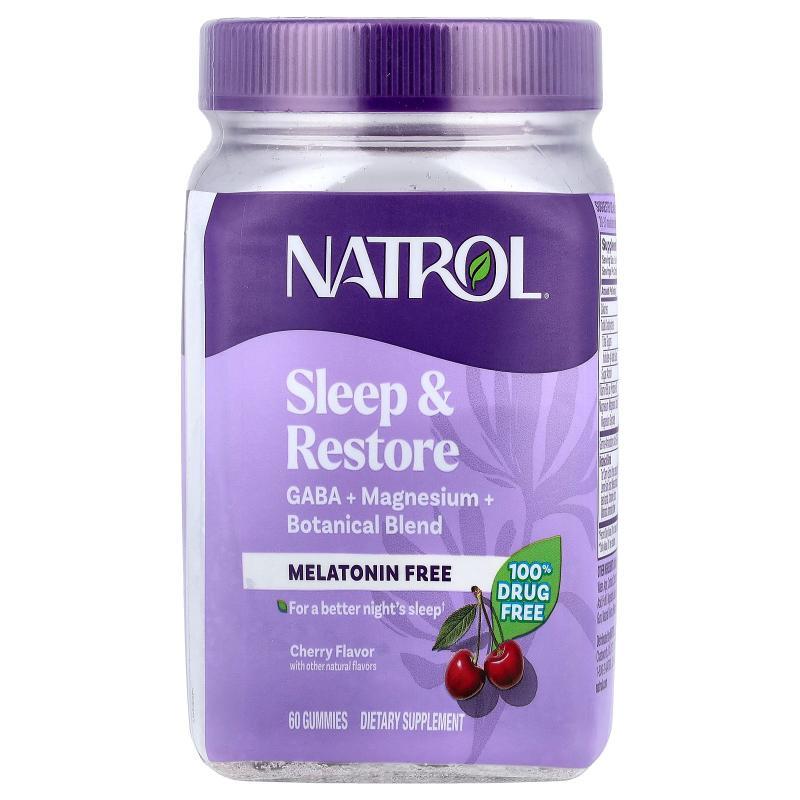 Natrol,Sleep & Restore Gummies, Melatonin Free, Cherry,