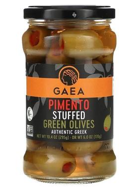 Gaea,Pimento Stuffed Green Olives, 10.4 oz (295 g)