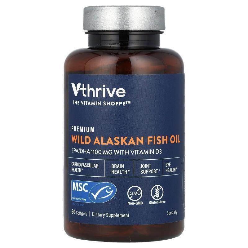 Vthrive,Premium Wild Alaskan Fish Oil, 60 Softgels - 实物图