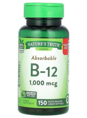 Nature's Truth,Absorbable B-12, 1,000 mcg, 150 Quick Release