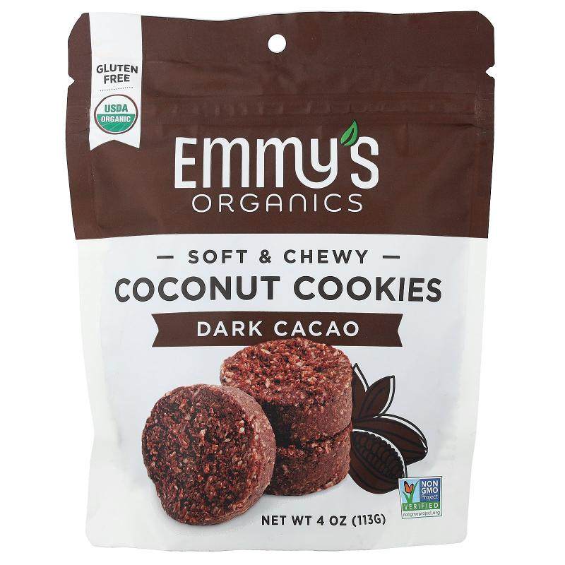 Emmy's Organic Cookies,Soft & Chewy Coconut Cookies, Dark Ca