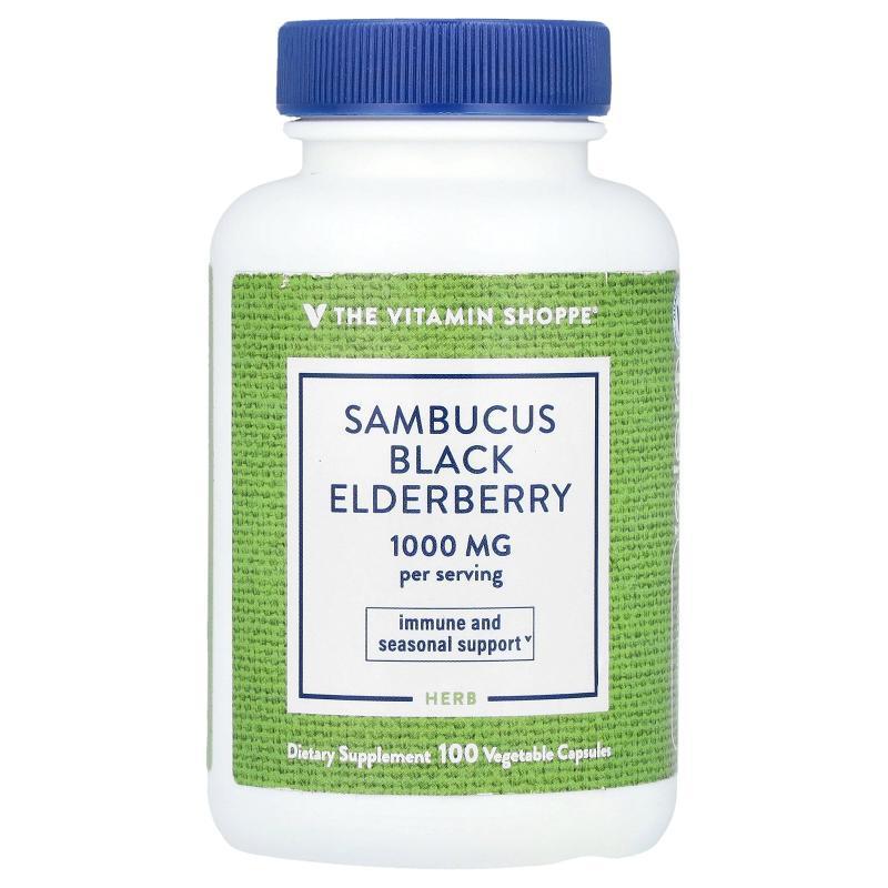 The Vitamin Shoppe,黑接骨木果，1000 毫克，100 粒素食胶囊（每