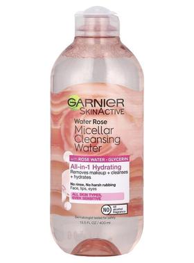 Garnier,SkinActive，水玫瑰胶束洁肤水，含玫瑰水 + 甘油，13.5