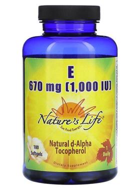 Nature's Life,Vitamin E, 670 mg (1,000 IU), 100 Softgels