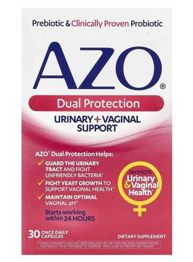 Azo,双重保护，尿路 + 女性私密部位帮助30 粒每日一粒