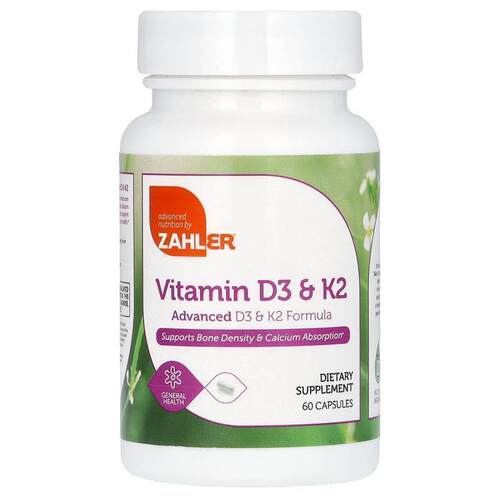 Zahler,Vitamin D3 &amp;amp;amp;amp; K2, 60 Capsules