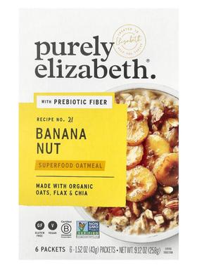 Purely Elizabeth,Superfood Oatmeal, Banana Nut, 6 Packets, 1