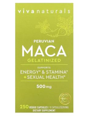 Viva Naturals,Peruvian Maca Gelatinized , 500 mg , 250 Veggi