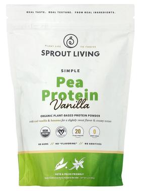 Sprout Living,Simple Pea Protein, Vanilla, 1 lb (454 g)
