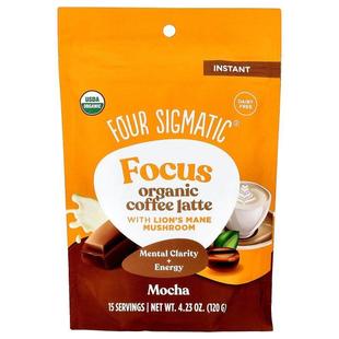 Four Sigmatic,Focus, Organic Instant Coffee Latte with Lion'