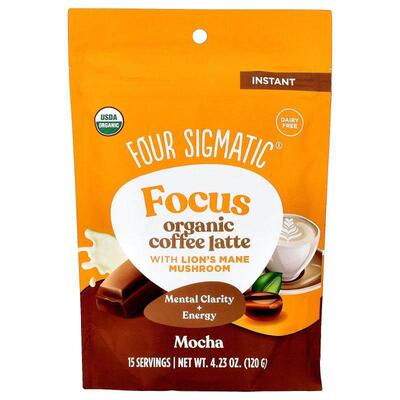 Four Sigmatic,Focus, Organic Instant Coffee Latte with Lion'