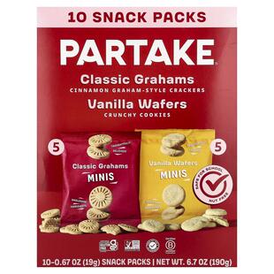 Partake,Mini Vanilla Wafers & Classic Grahams, 10 Snack Pack