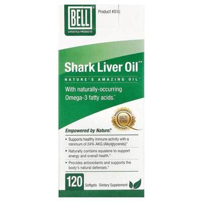 贝尔生活方式,Shark Liver Oil, 120 Softgels
