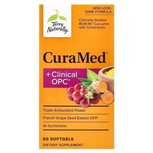 Terry Naturally,CuraMed + OPC,姜黄素和葡萄籽,60粒软胶囊