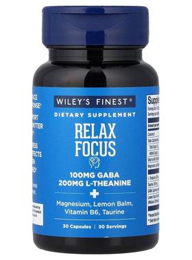 Wiley's Finest,Relax Focus, 30 Capsules