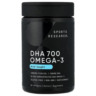 Sports Research,DHA 700 Omega-3, Wild Caught , 90 Softgels