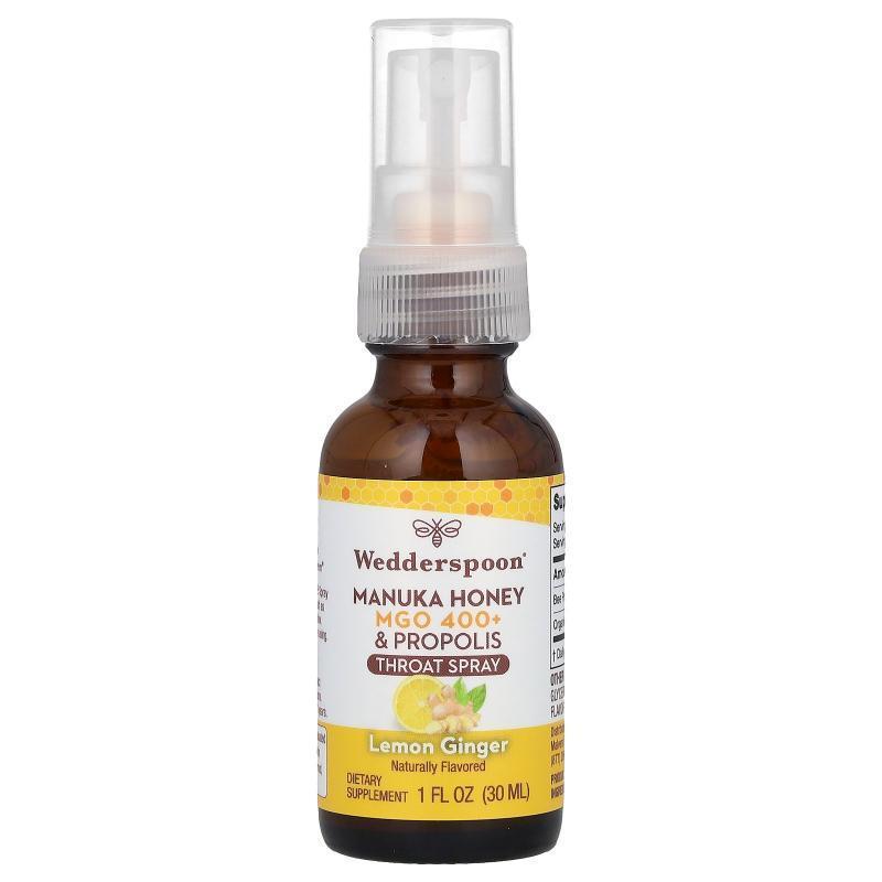 Wedderspoon,Manuka Honey &amp; Propolis Throat Spray, Le