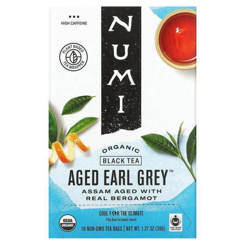 Numi Tea,有机红茶，陈年伯爵茶，18 茶包，1.27 盎司（36 克）。