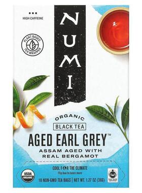 Numi Tea,有机红茶，陈年伯爵茶，18 茶包，1.27 盎司（36 克）。