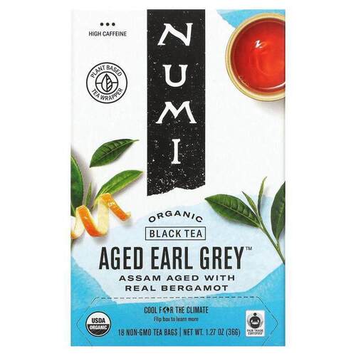Numi Tea,有机红茶，陈年伯爵茶，18 茶包，1.27 盎司（36 克）。