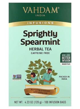 Vahdam Teas,Infusions, Herbal Tea, Sprightly Spearmint, Caff