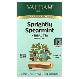 Vahdam Teas,Infusions, Herbal Tea, Sprightly Spearmint, Caff