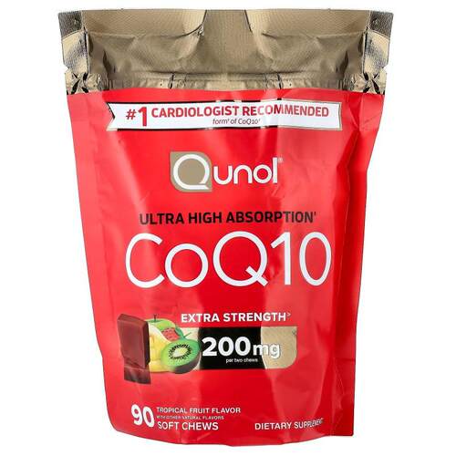 Qunol,CoQ10, Tropical Fruit, 90 Soft Chews (100 mg per Soft
