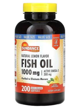 Sundance,Fish Oil, Natural Lemon, 1,000 mg, 200 Quick Releas