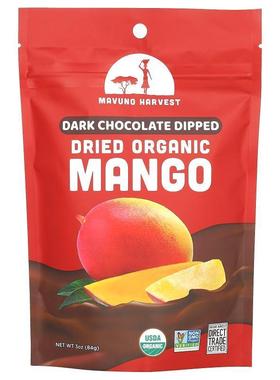 Mavuno Harvest,Dried Organic Mango, Dark Chocolate Dipped ,