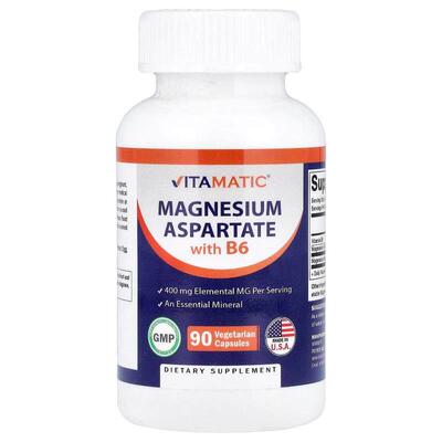 Vitamatic,Magnesium Aspartate with B6, 90 Vegetarian Capsule