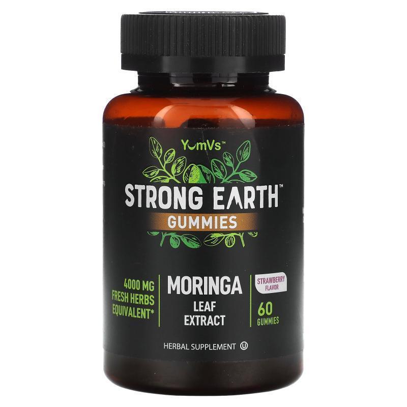 Yum-Vs,Strong Earth Gummies, Moringa Leaf Extract, Strawberr