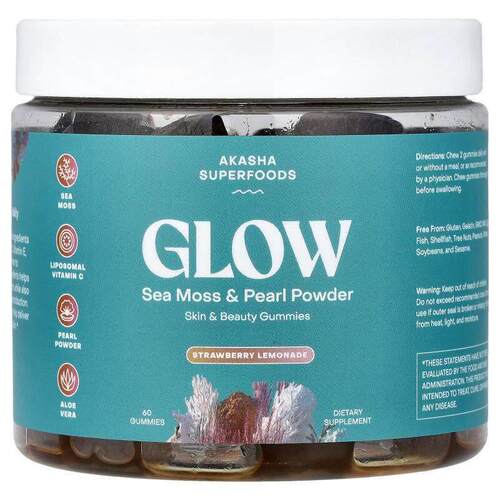 Akasha Superfoods,Glow, Sea Moss &amp; Pearl Powder, Str
