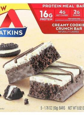 阿特金斯,Protein Meal Bar, Creamy Cookie Crunch, 5 Bars, 1.7