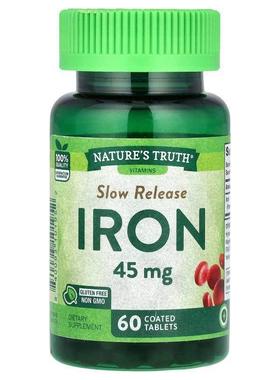 Nature's Truth,Iron, Slow Release, 45 mg, 60 Coated Tablets