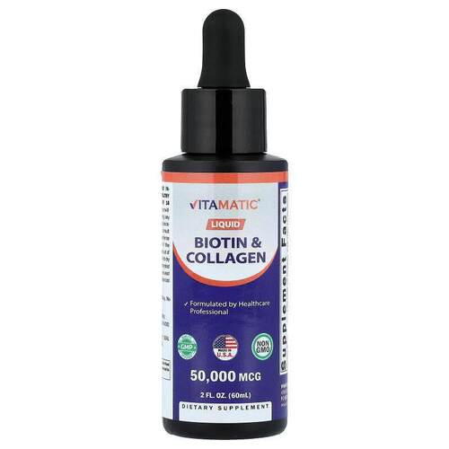 Vitamatic,Liquid Biotin &amp; Collagen, 2 fl oz (60 ml)