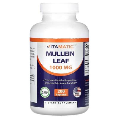 Vitamatic,Mullein Leaf, 333 mg, 200 Capsules