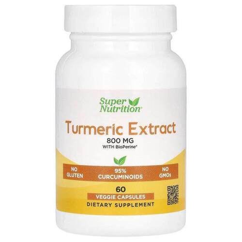 Super Nutrition,姜黄提取物，含 BioPerine，800 毫克，60 粒素
