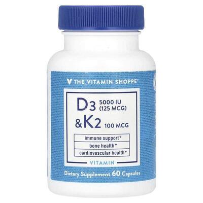 The Vitamin Shoppe,Vitamin D3 &amp;amp; K2, 60 Capsules